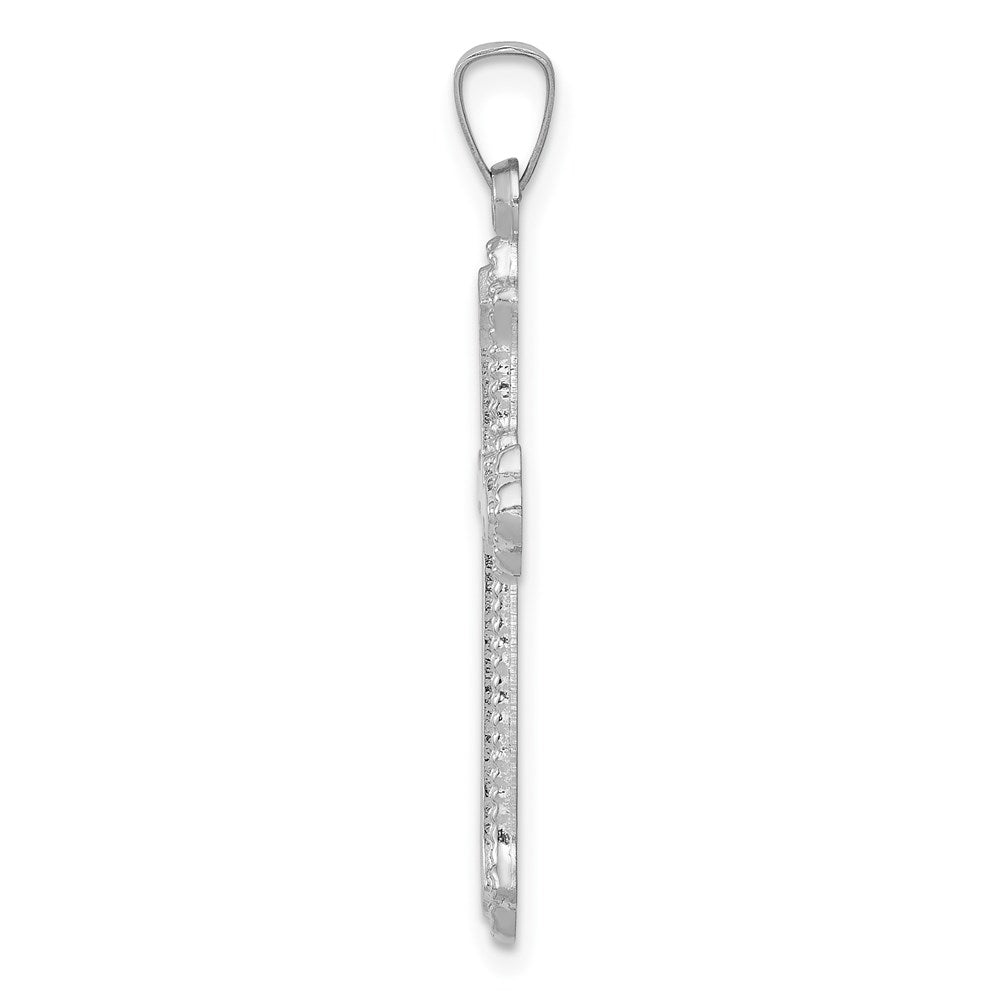Alternate view of the 14k White Gold Polished Hollow Fleur de Lis Cross Pendant, 16 x 33mm by The Black Bow Jewelry Co.