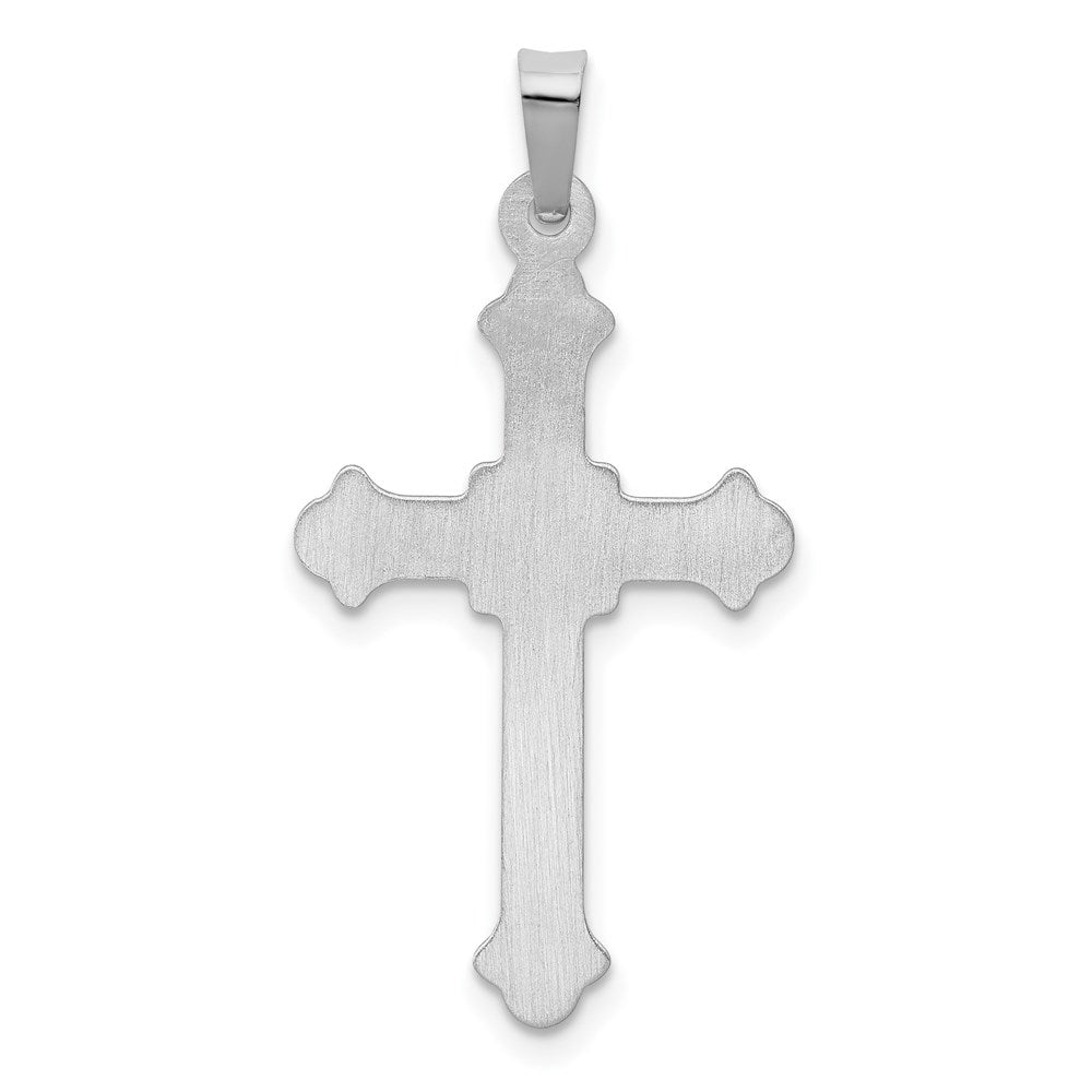 Alternate view of the 14k White Gold Polished Hollow Fleur de Lis Cross Pendant, 16 x 33mm by The Black Bow Jewelry Co.
