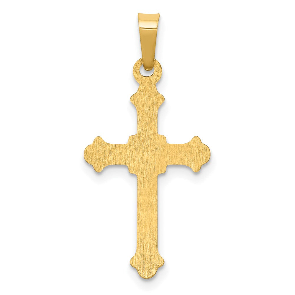 Alternate view of the 14k Yellow Gold Polished Hollow Fleur de Lis Cross Pendant by The Black Bow Jewelry Co.