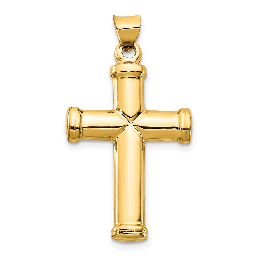 Men's 14k Yellow Gold Hollow 3D Polished Cross Pendant, 18 x 32mm, Item P27639-32 by The Black Bow Jewelry Co.