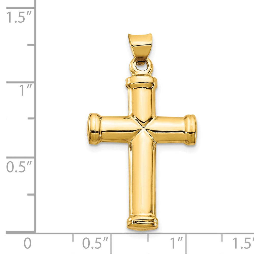 Alternate view of the Men's 14k Yellow Gold Hollow 3D Polished Cross Pendant, 18 x 32mm by The Black Bow Jewelry Co.