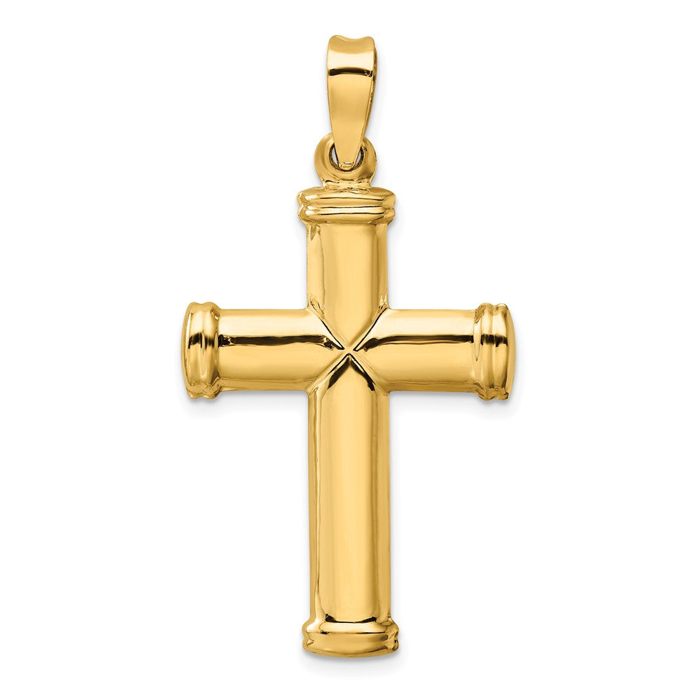Alternate view of the Men's 14k Yellow Gold Hollow 3D Polished Cross Pendant, 25 x 44mm by The Black Bow Jewelry Co.