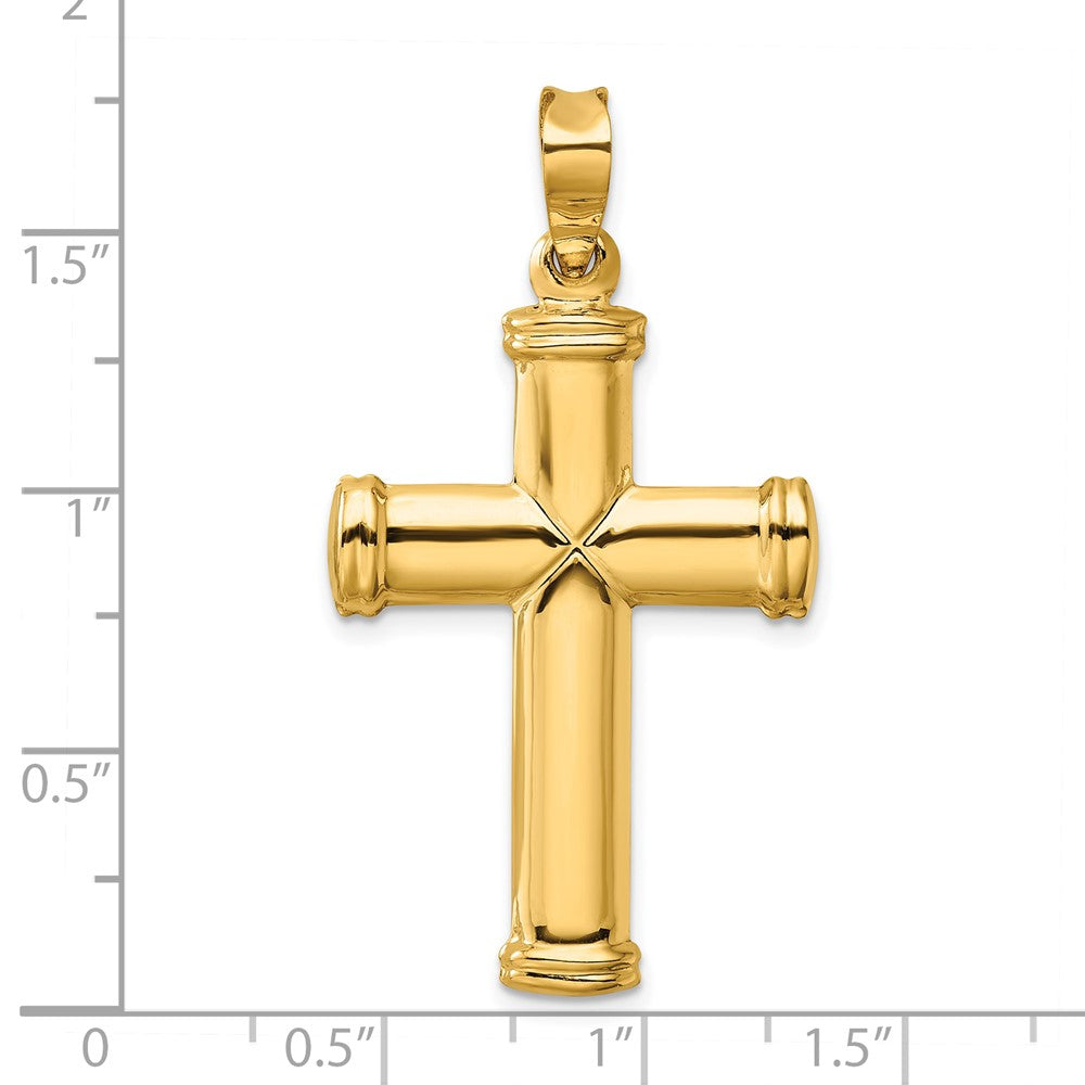 Alternate view of the Men's 14k Yellow Gold Hollow 3D Polished Cross Pendant by The Black Bow Jewelry Co.