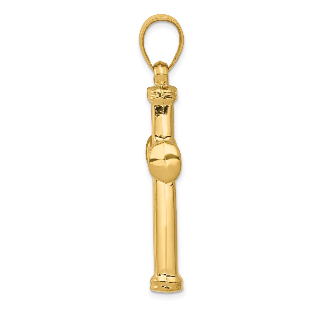 Alternate view of the Men's 14k Yellow Gold Hollow 3D Grooved Cross Pendant by The Black Bow Jewelry Co.