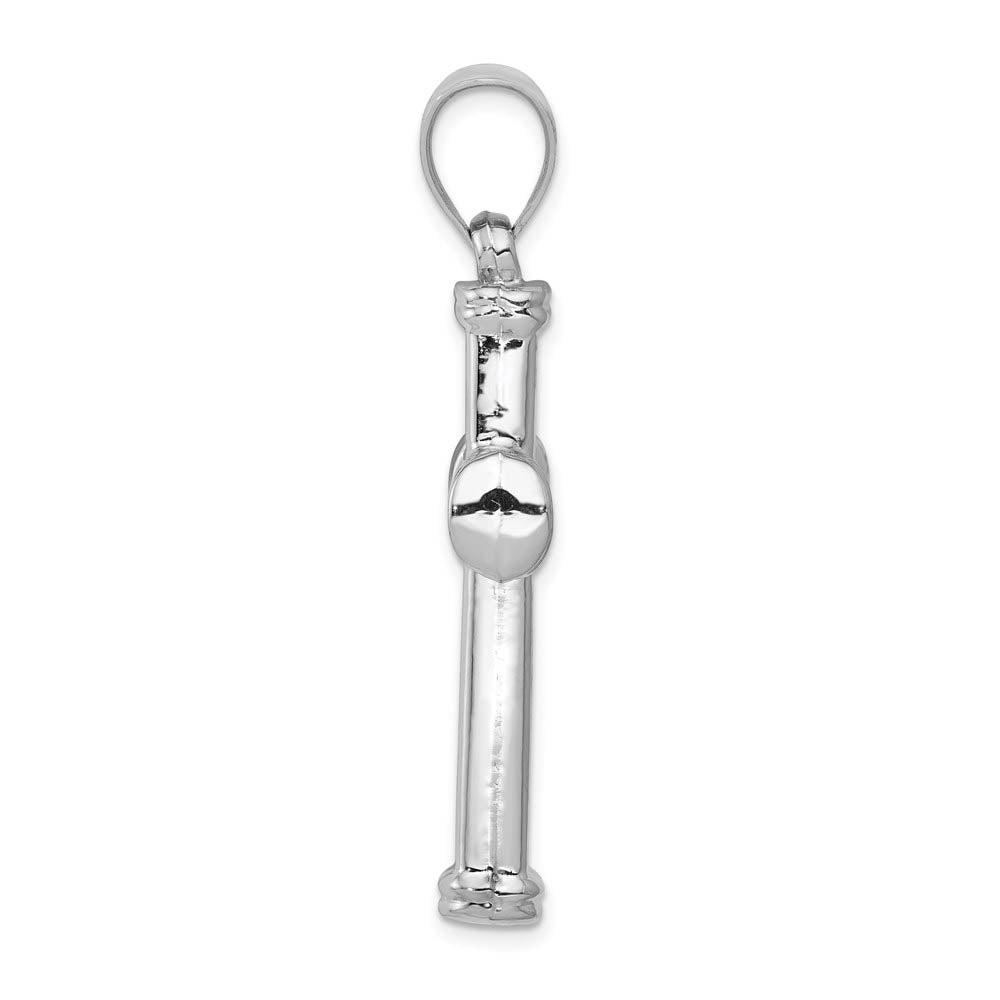 Alternate view of the Men's 14k White Gold Hollow 3D Grooved Cross Pendant, 24 x 42mm by The Black Bow Jewelry Co.
