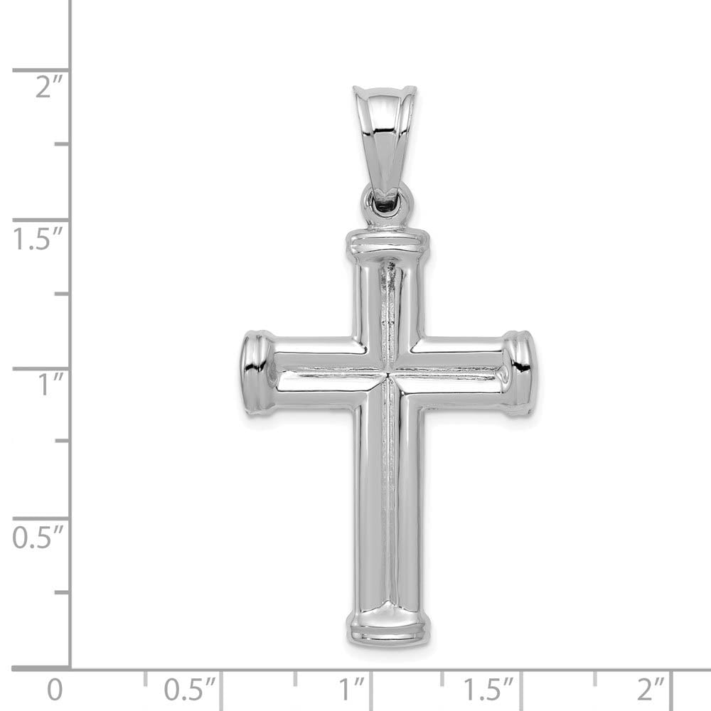 Alternate view of the Men's 14k White Gold Hollow 3D Grooved Cross Pendant, 24 x 42mm by The Black Bow Jewelry Co.