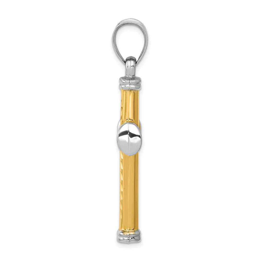 Alternate view of the Men's 14k Yellow Gold & White Rhodium Hollow 3D Cross Pendant by The Black Bow Jewelry Co.