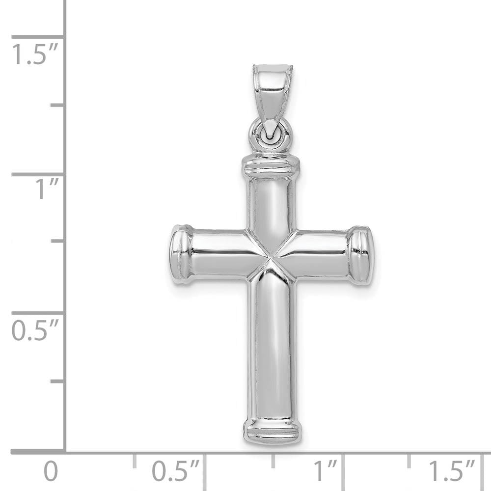 Alternate view of the Men's 14k White Gold Hollow 3D Polished Cross Pendant, 19 x 35mm by The Black Bow Jewelry Co.
