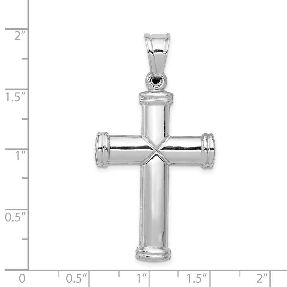 Alternate view of the Men's 14k White Gold Hollow 3D Polished Cross Pendant by The Black Bow Jewelry Co.