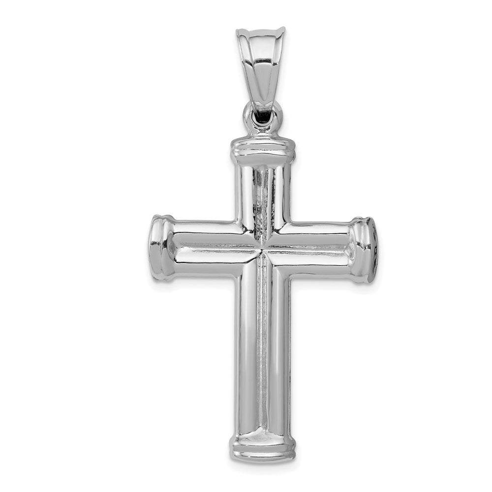 Alternate view of the Mens 14k White Gold Hollow Reversible Crucifix Cross Pendant, 25x49mm by The Black Bow Jewelry Co.