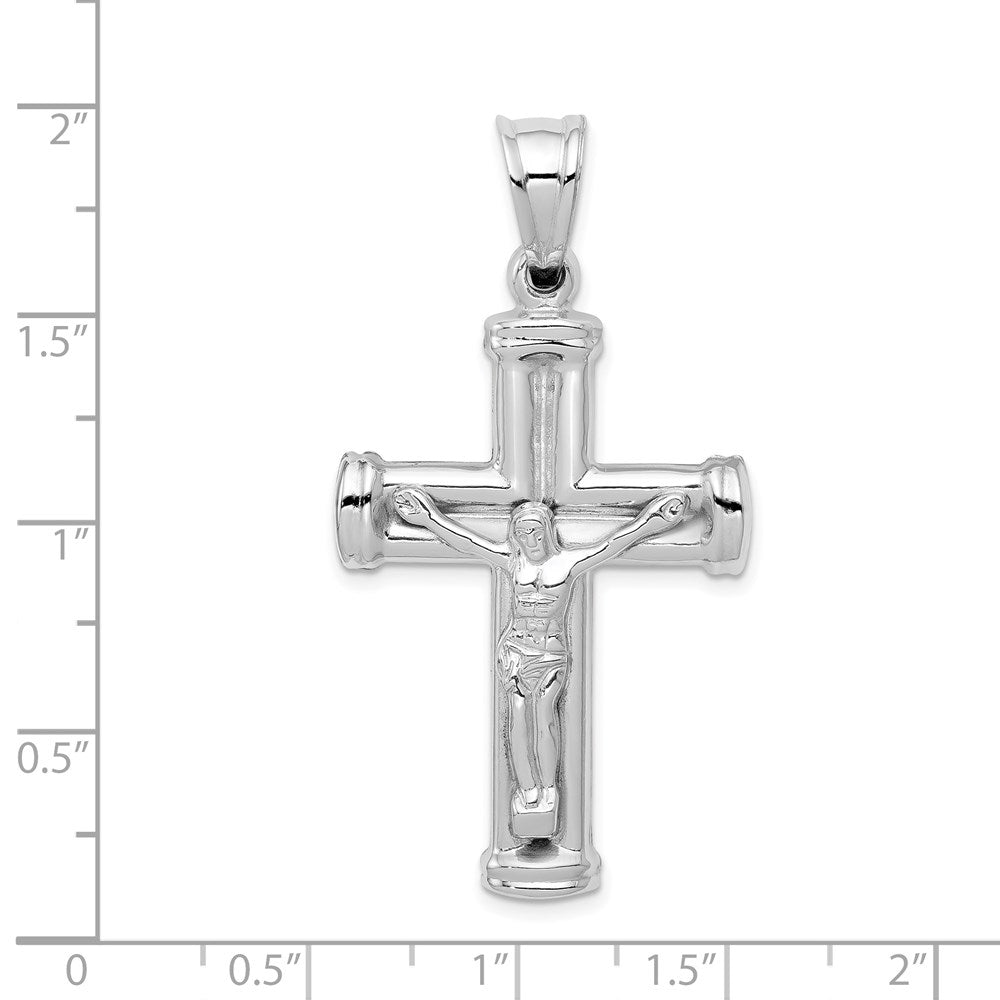 Alternate view of the Mens 14k White Gold Hollow Reversible Crucifix Cross Pendant, 25x49mm by The Black Bow Jewelry Co.