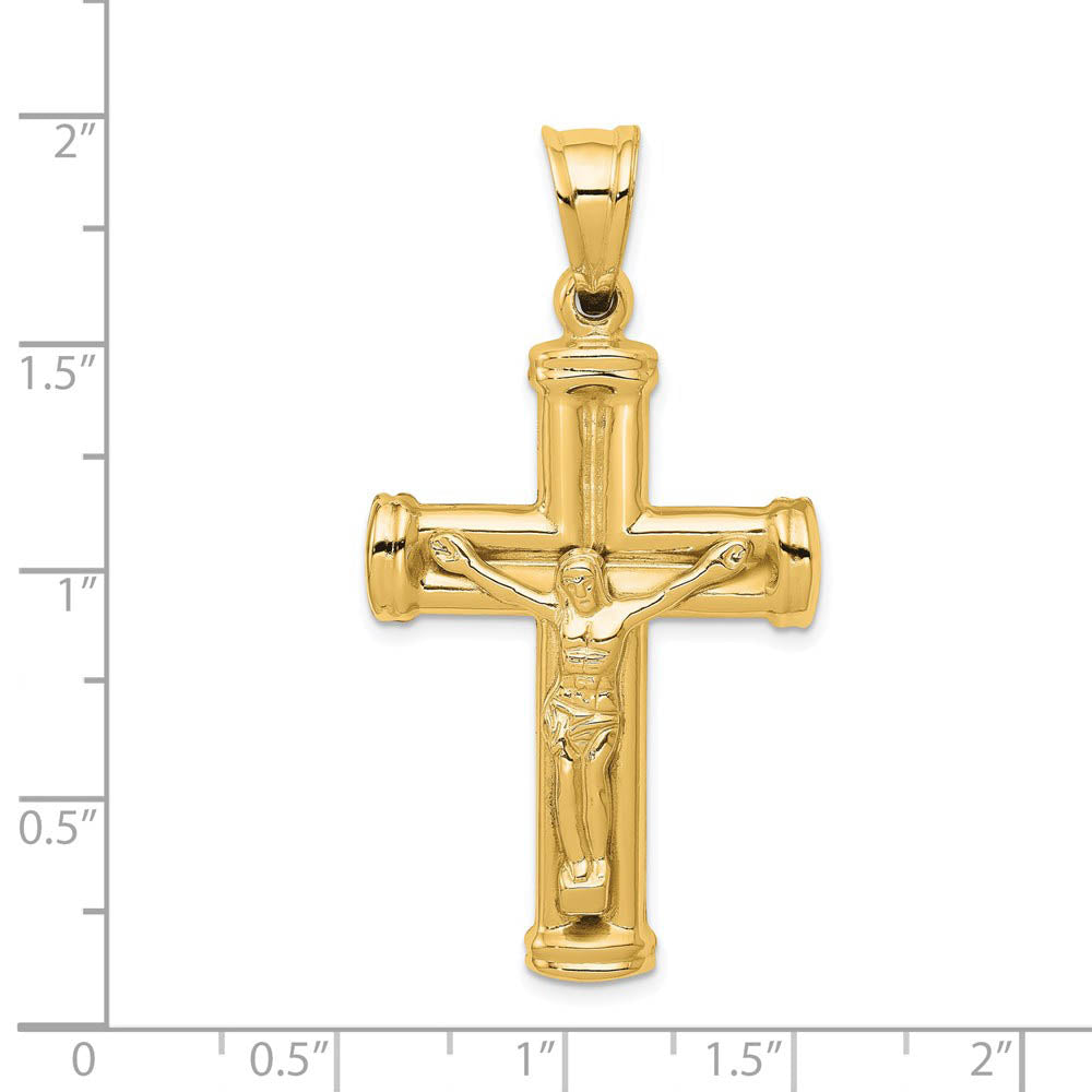 Alternate view of the Mens 14k Yellow Gold Hollow Reversible Crucifix Cross Pendant, 25x49mm by The Black Bow Jewelry Co.
