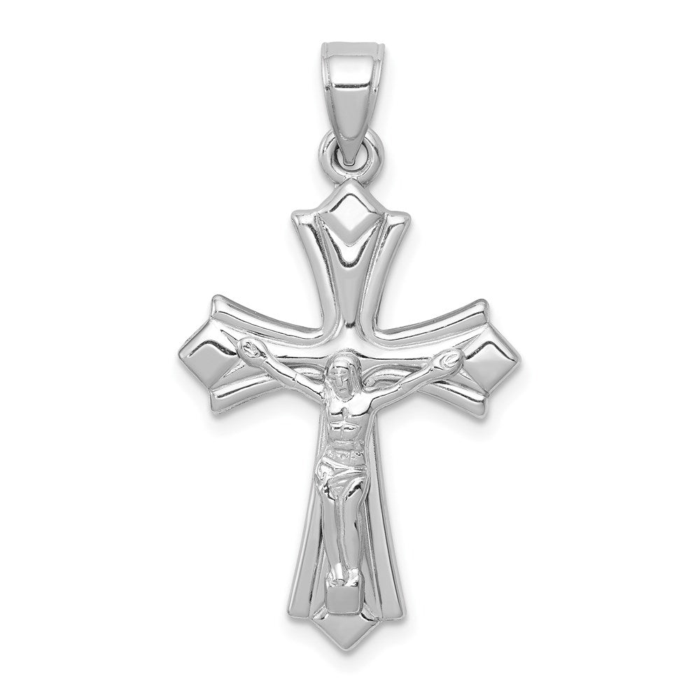 14k White Gold Hollow Reversible 3D Crucifix Cross Pendant, 19 x 34mm, Item P27645-34 by The Black Bow Jewelry Co.