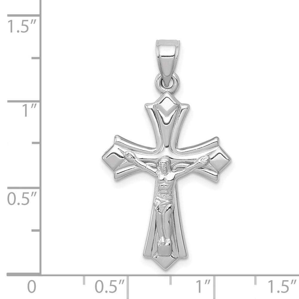Alternate view of the 14k White Gold Hollow Reversible 3D Crucifix Cross Pendant by The Black Bow Jewelry Co.