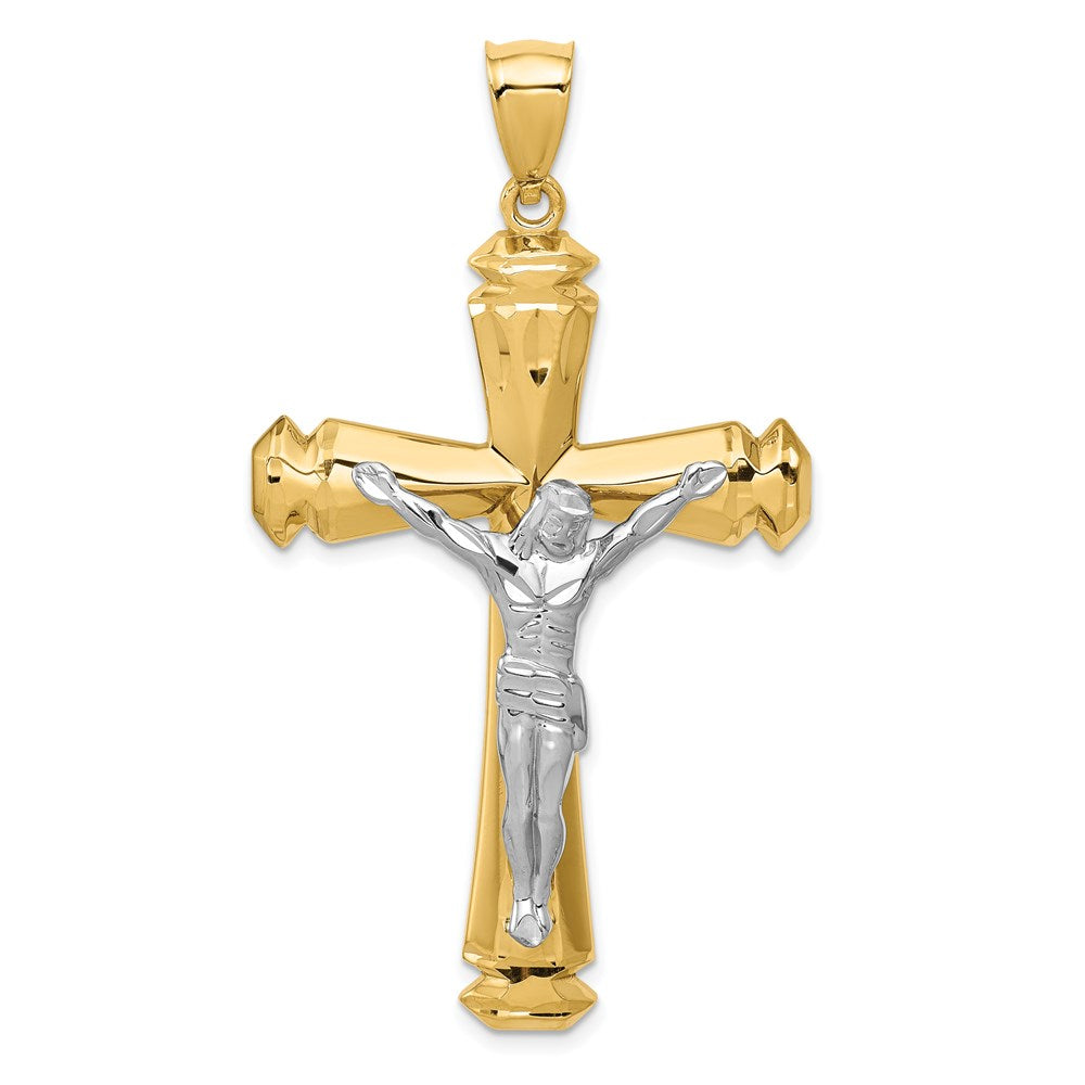 Alternate view of the Men's 14k Two Tone Gold Satin or Polished Crucifix Pendant, 31 x 56mm by The Black Bow Jewelry Co.
