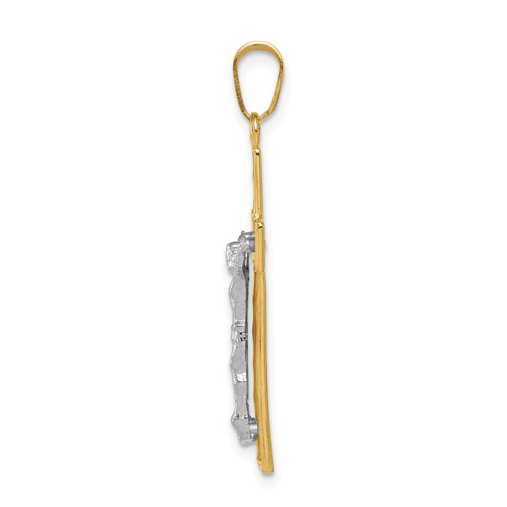 Alternate view of the 14k Two Tone Gold Diamond-cut Crucifix Cross Pendant by The Black Bow Jewelry Co.