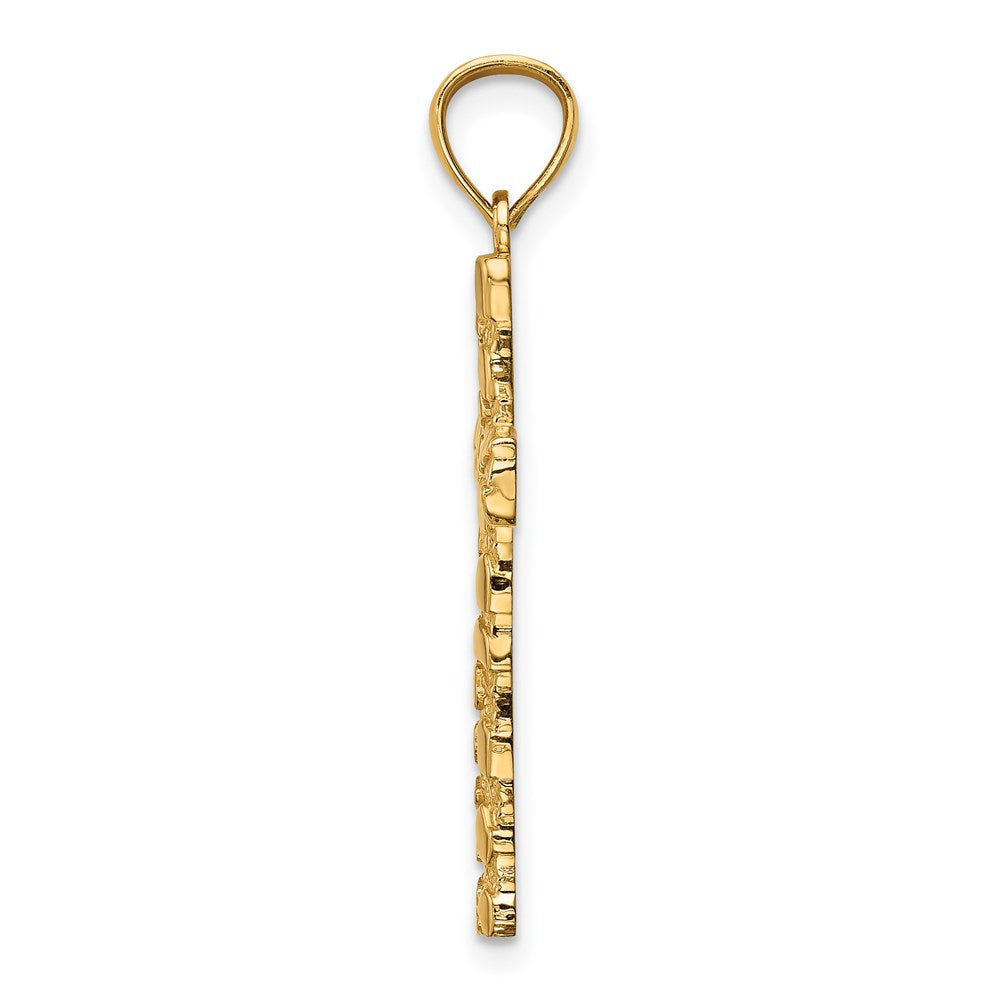 Alternate view of the 14k Yellow Gold Polished Nugget Cross Pendant, 16 x 31mm by The Black Bow Jewelry Co.