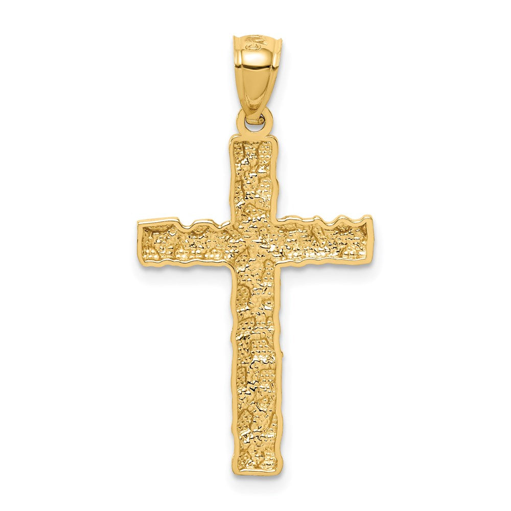 Alternate view of the 14k Yellow Gold Polished Nugget Cross Pendant, 16 x 31mm by The Black Bow Jewelry Co.
