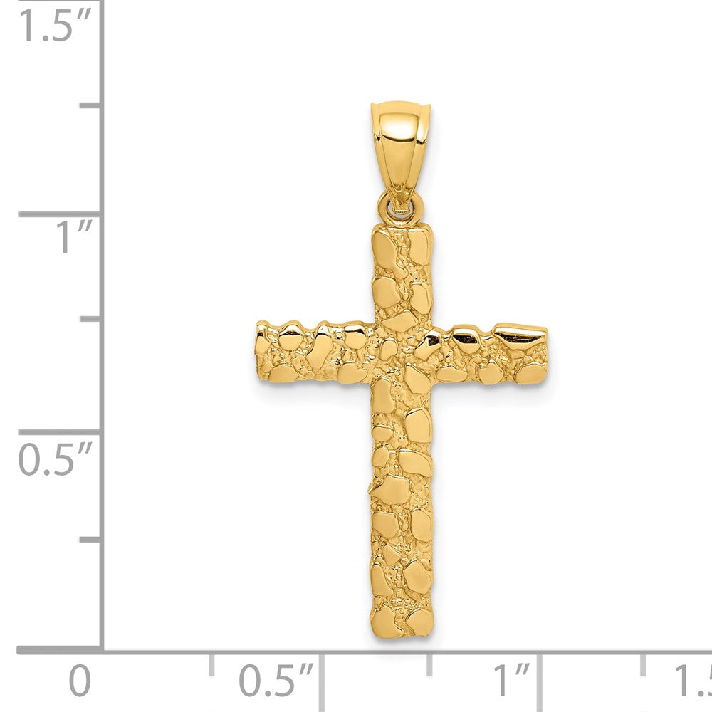 Alternate view of the 14k Yellow Gold Polished Nugget Cross Pendant, 16 x 31mm by The Black Bow Jewelry Co.