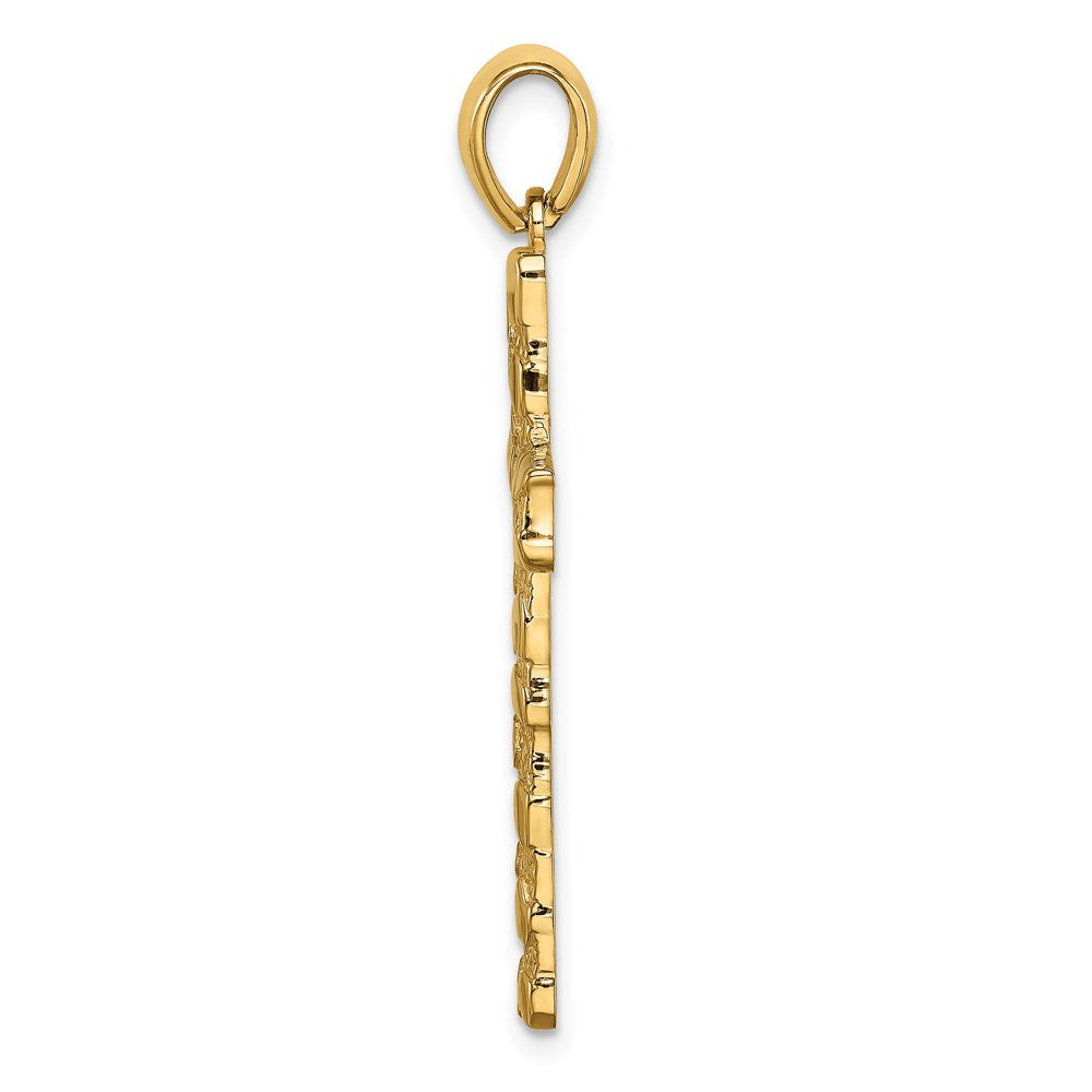 Alternate view of the 14k Yellow Gold Polished Nugget Cross Pendant, 20 x 37mm by The Black Bow Jewelry Co.