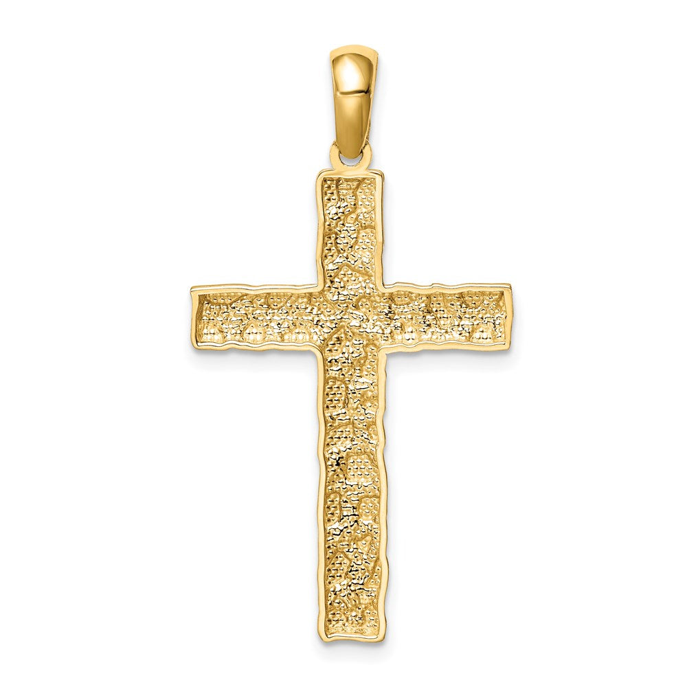 Alternate view of the 14k Yellow Gold Polished Nugget Cross Pendant by The Black Bow Jewelry Co.