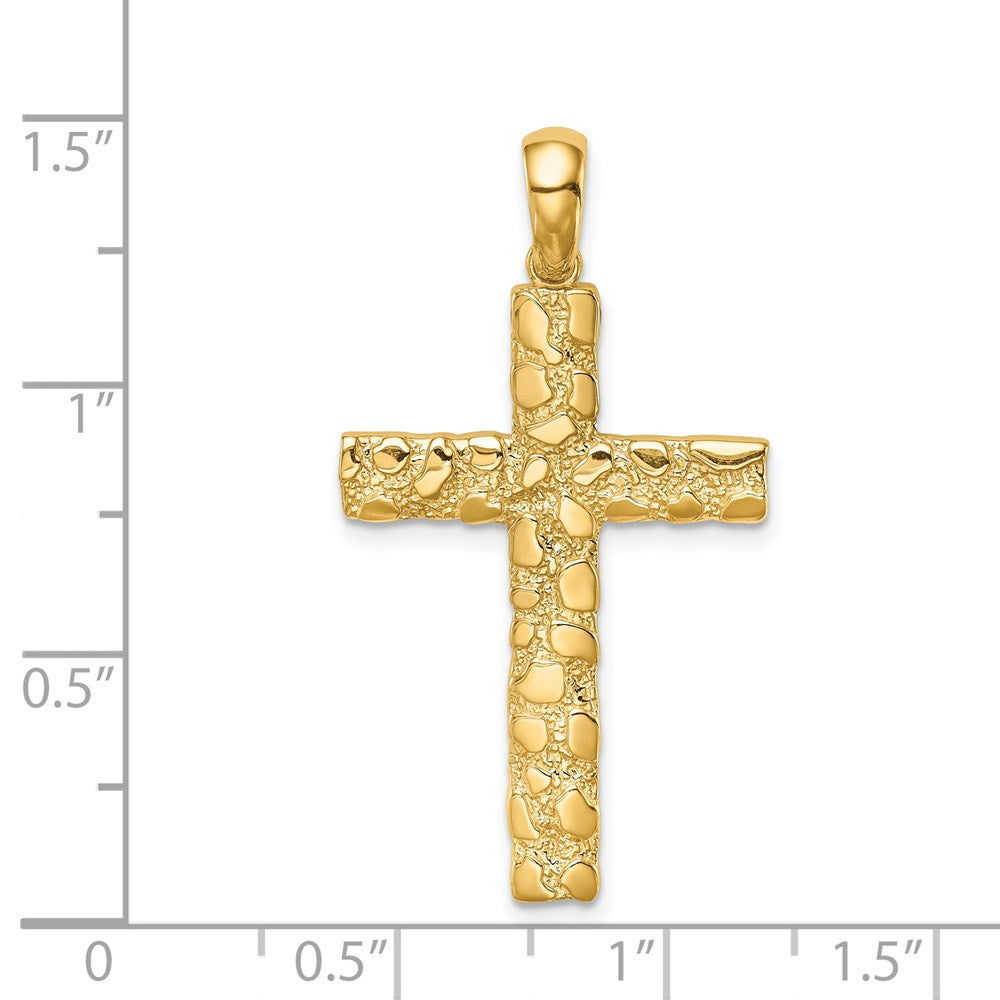Alternate view of the 14k Yellow Gold Polished Nugget Cross Pendant, 20 x 37mm by The Black Bow Jewelry Co.
