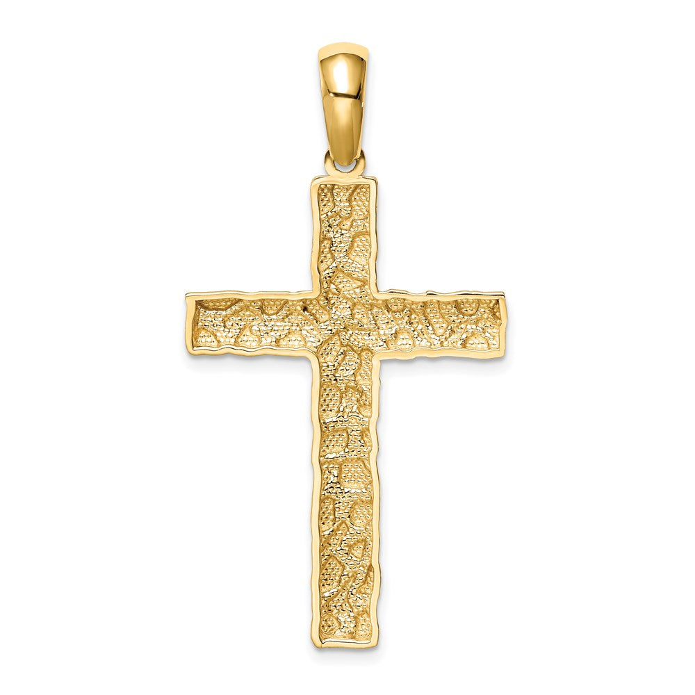 Alternate view of the 14k Yellow Gold Polished Nugget Cross Pendant, 23 x 44mm by The Black Bow Jewelry Co.
