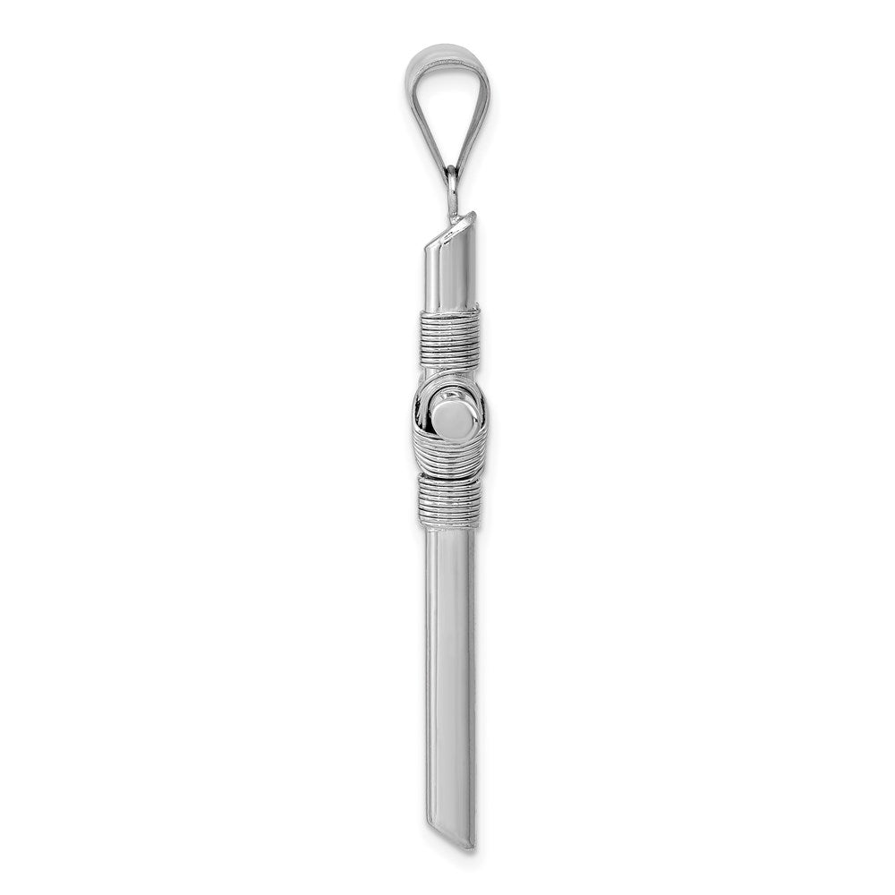 Alternate view of the 14k White Gold Hollow Tube Rope Cross Pendant, 23 x 46mm by The Black Bow Jewelry Co.