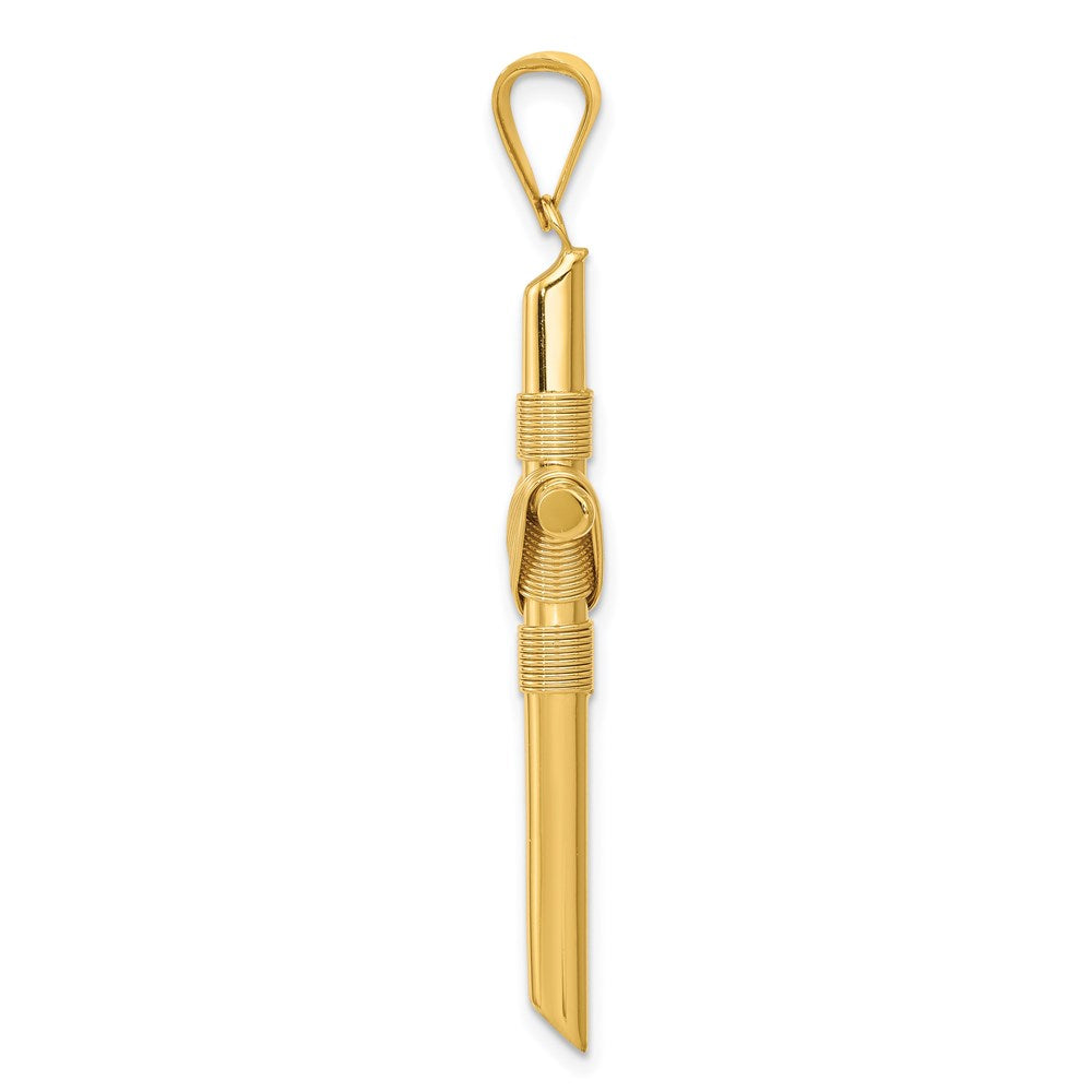 Alternate view of the 14k Yellow Gold Hollow Tube Rope Cross Pendant, 23 x 46mm by The Black Bow Jewelry Co.