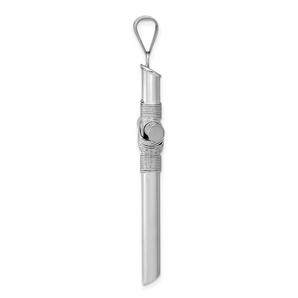 Alternate view of the Men's 14k White Gold Hollow Tube Rope Cross Pendant, 26 x 54mm by The Black Bow Jewelry Co.
