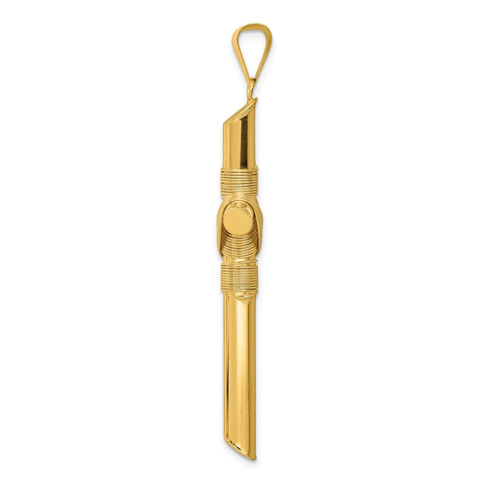 Alternate view of the Men's 14k Yellow Gold Hollow Tube Rope Cross Pendant, 26 x 54mm by The Black Bow Jewelry Co.