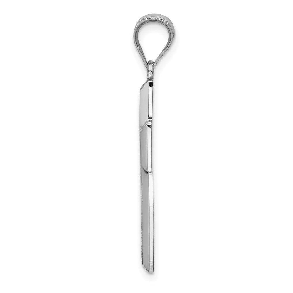 Alternate view of the 14k White Gold Beveled Edge Cross Pendant, 16 x 32mm by The Black Bow Jewelry Co.
