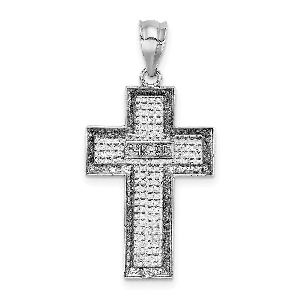 Alternate view of the 14k White Gold Beveled Edge Cross Pendant, 16 x 32mm by The Black Bow Jewelry Co.