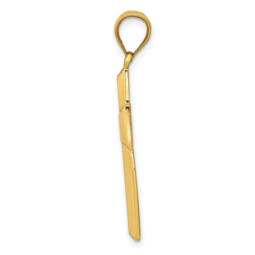 Alternate view of the 14k Yellow Gold Beveled Edge Cross Pendant, 16 x 32mm by The Black Bow Jewelry Co.