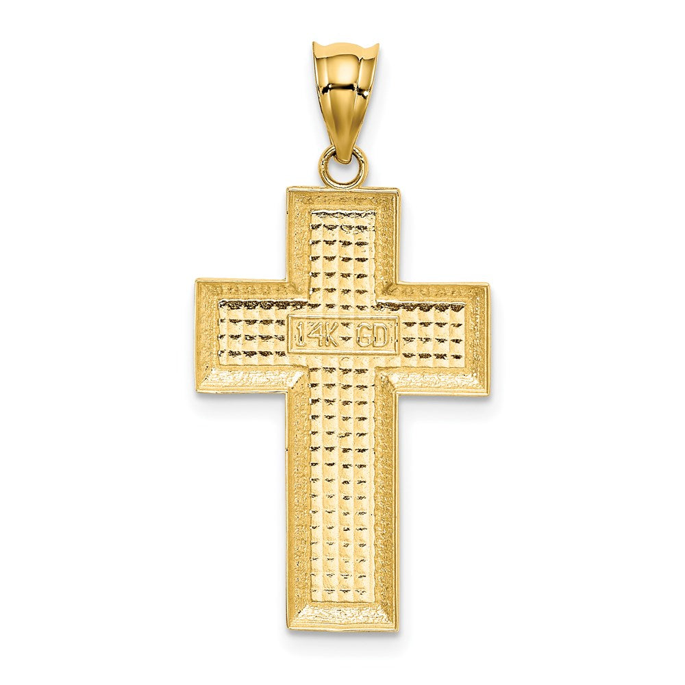 Alternate view of the 14k Yellow Gold Beveled Edge Cross Pendant, 16 x 32mm by The Black Bow Jewelry Co.