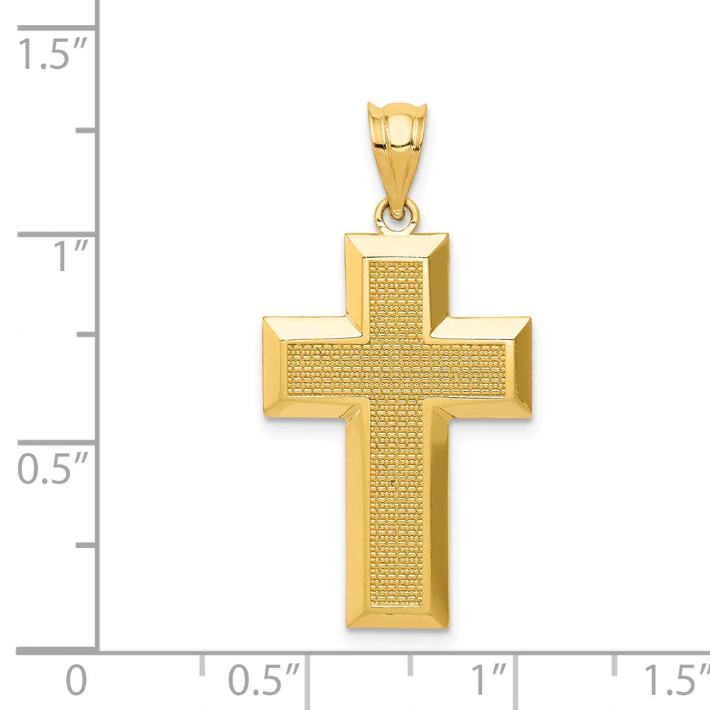 Alternate view of the 14k Yellow Gold Beveled Edge Cross Pendant, 16 x 32mm by The Black Bow Jewelry Co.