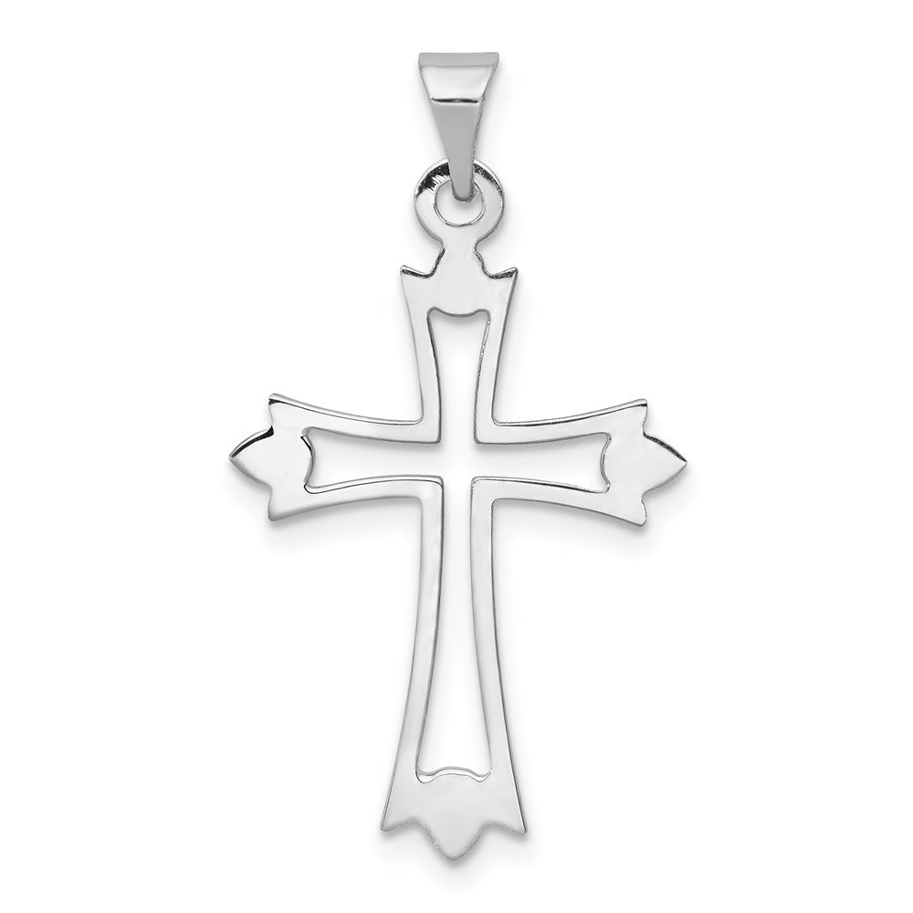 Alternate view of the 14k White Gold Cutout Fleur de Lis Cross Pendant by The Black Bow Jewelry Co.