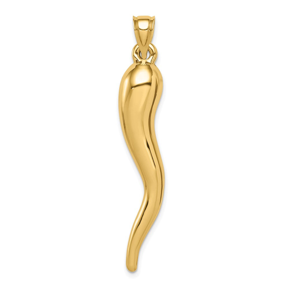 14k Yellow or White Gold Large Hollow Italian Horn Pendant, 8 x 48mm