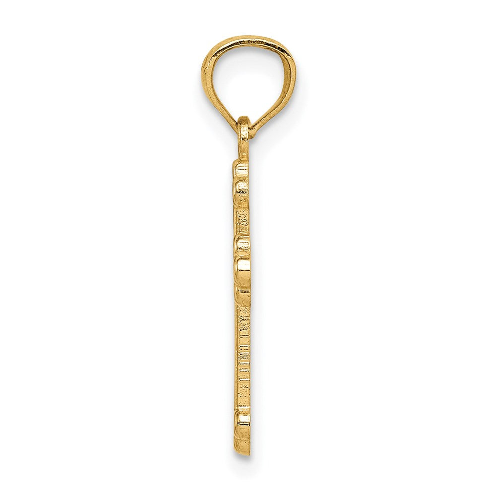 Alternate view of the 14k Yellow Gold Textured & Polished Budded Cross Pendant, 11 x 22mm by The Black Bow Jewelry Co.