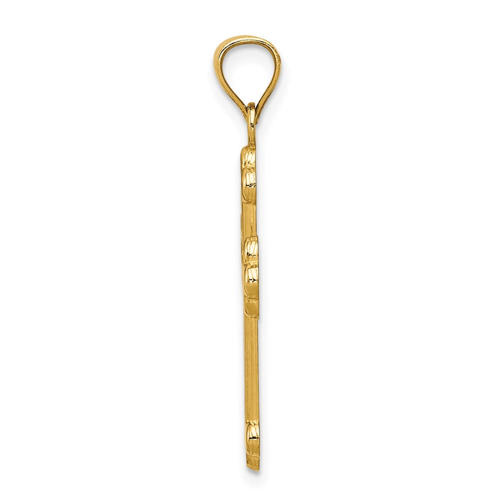 Alternate view of the 14k Yellow Gold Textured & Polished Budded Cross Pendant, 16 x 30mm by The Black Bow Jewelry Co.