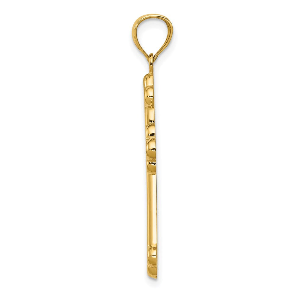 Alternate view of the 14k Yellow Gold Textured & Polished Budded Cross Pendant, 20 x 35mm by The Black Bow Jewelry Co.