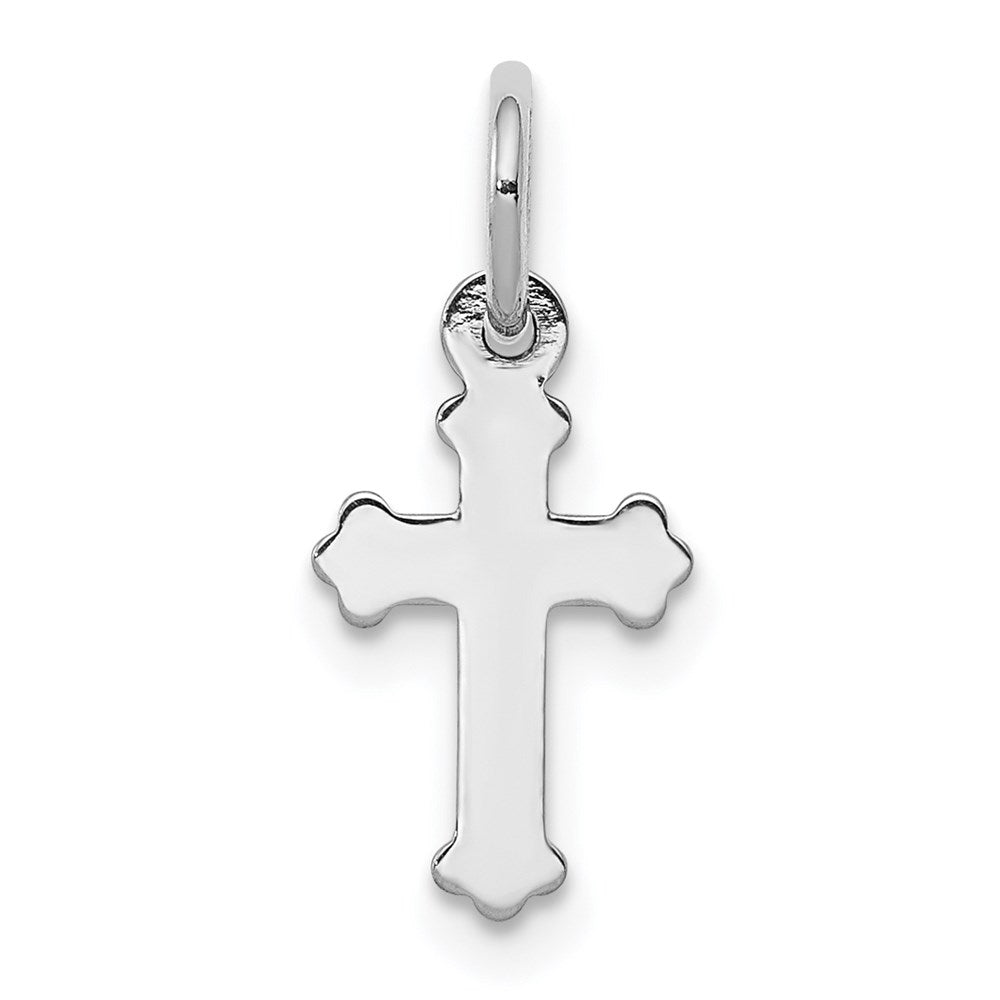 Alternate view of the 14k Yellow or White Gold Tiny Fleur de Lis Cross Charm, 8 x 18mm by The Black Bow Jewelry Co.