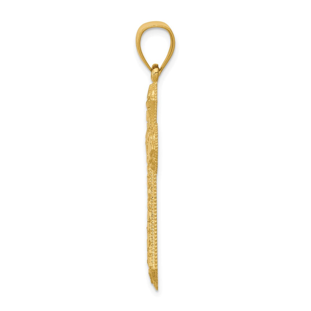 Alternate view of the 14k Yellow Gold Diamond-Cut Budded Cross Pendant, 21 x 42mm by The Black Bow Jewelry Co.