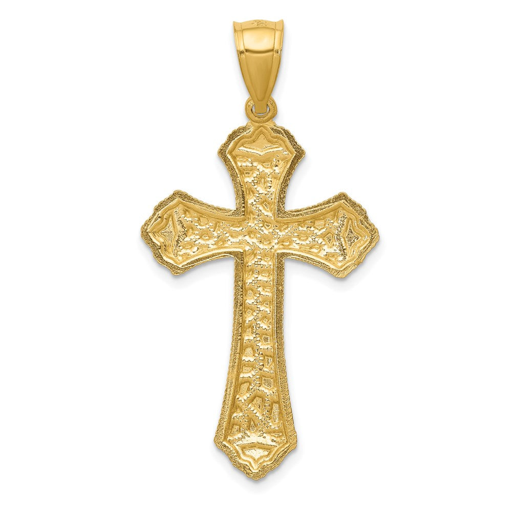 Alternate view of the 14k Yellow Gold Diamond-Cut Budded Cross Pendant, 21 x 42mm by The Black Bow Jewelry Co.