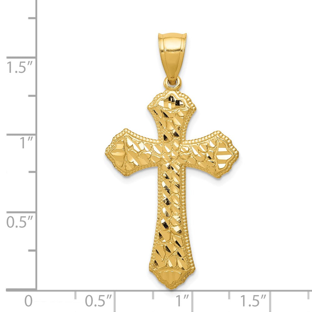 Alternate view of the 14k Yellow Gold Diamond-Cut Budded Cross Pendant, 21 x 42mm by The Black Bow Jewelry Co.