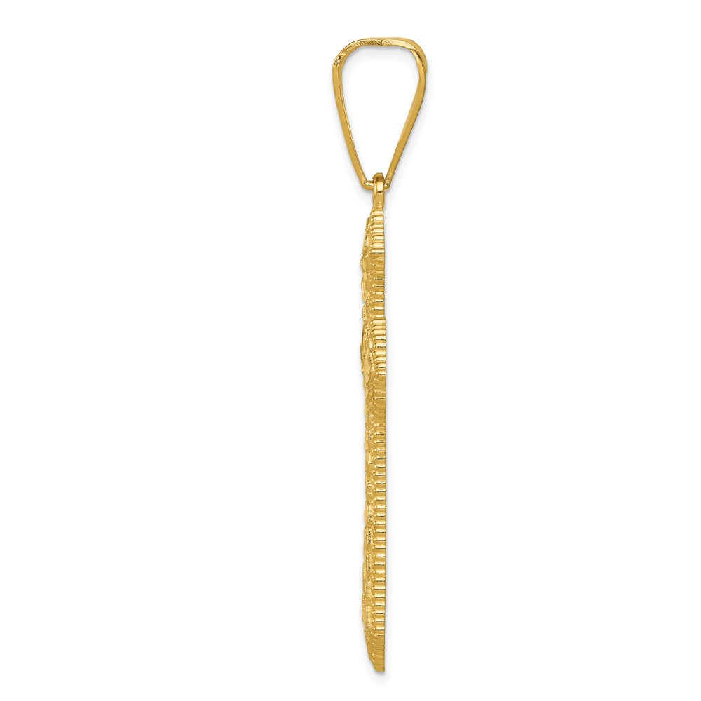 Alternate view of the 14k Yellow Gold Diamond-Cut Budded Cross Pendant by The Black Bow Jewelry Co.