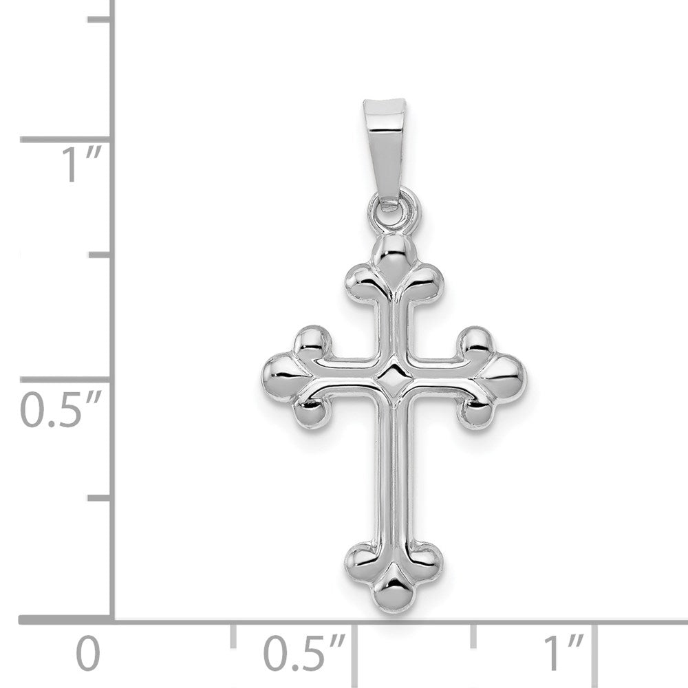 Alternate view of the 14k White Gold Small Budded Cross Pendant, 14 x 27mm by The Black Bow Jewelry Co.