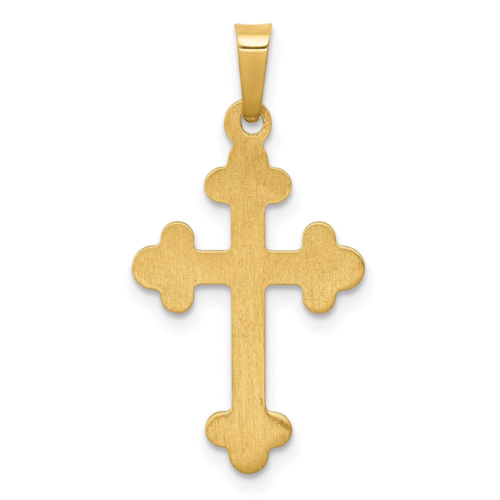 Alternate view of the 14k Yellow Gold Small Budded Cross Pendant, 14 x 27mm by The Black Bow Jewelry Co.