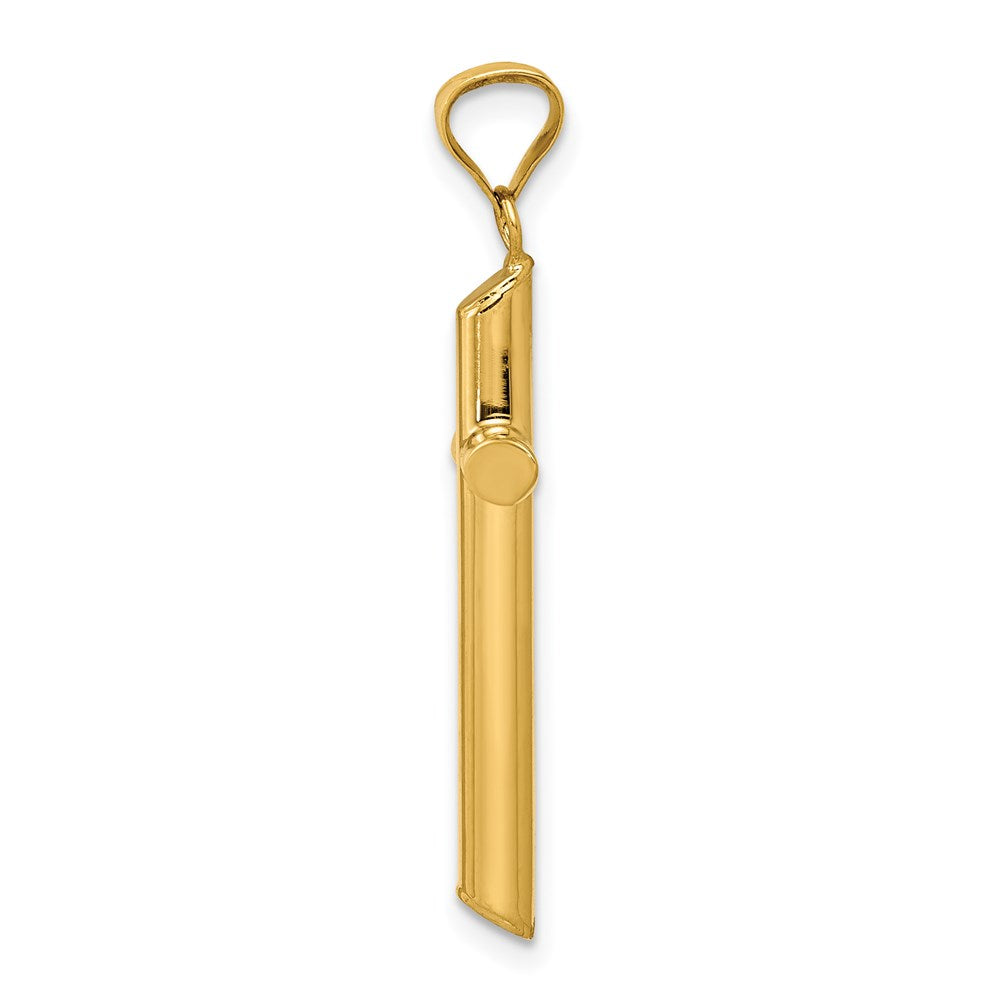 Alternate view of the 14k Yellow Gold Beveled Edge Hollow Tube Cross Pendant, 3 x 17 x 32mm by The Black Bow Jewelry Co.