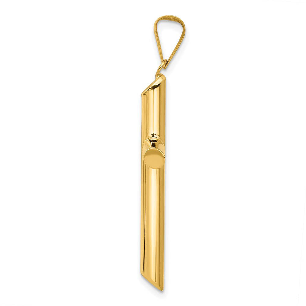 Alternate view of the 14k Yellow Gold Large 4mm Hollow Tube Cross Pendant, 22 x 41mm by The Black Bow Jewelry Co.